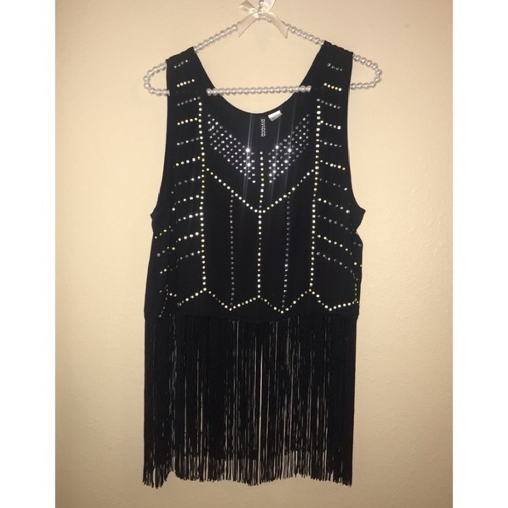 Silver-studded Fringe top